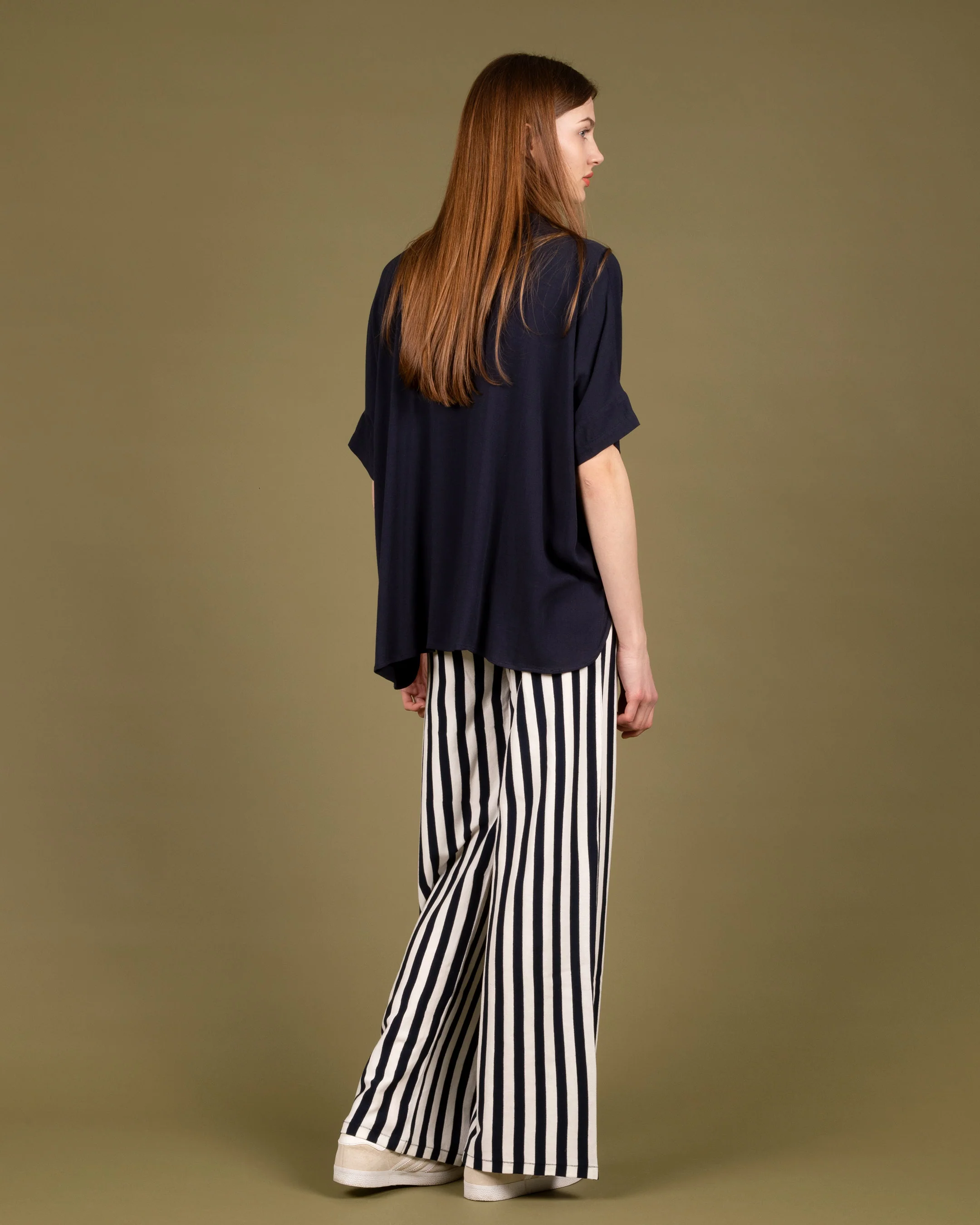 Cotton Piqué Wide Leg Pants - Image 3